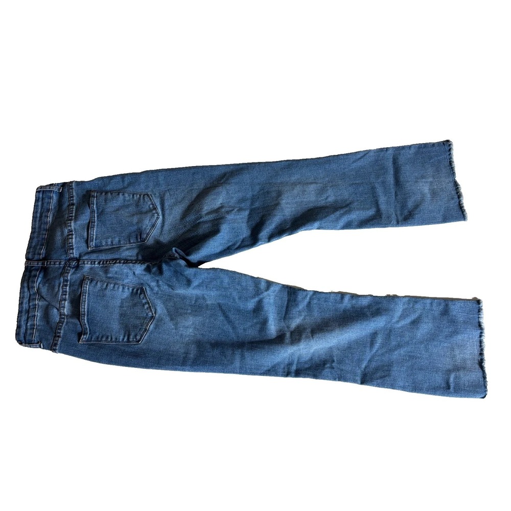 For The Republic Straight Jeans Womens 4 Blue Denim High Rise Raw Hem Button Fly - Picture 6 of 9